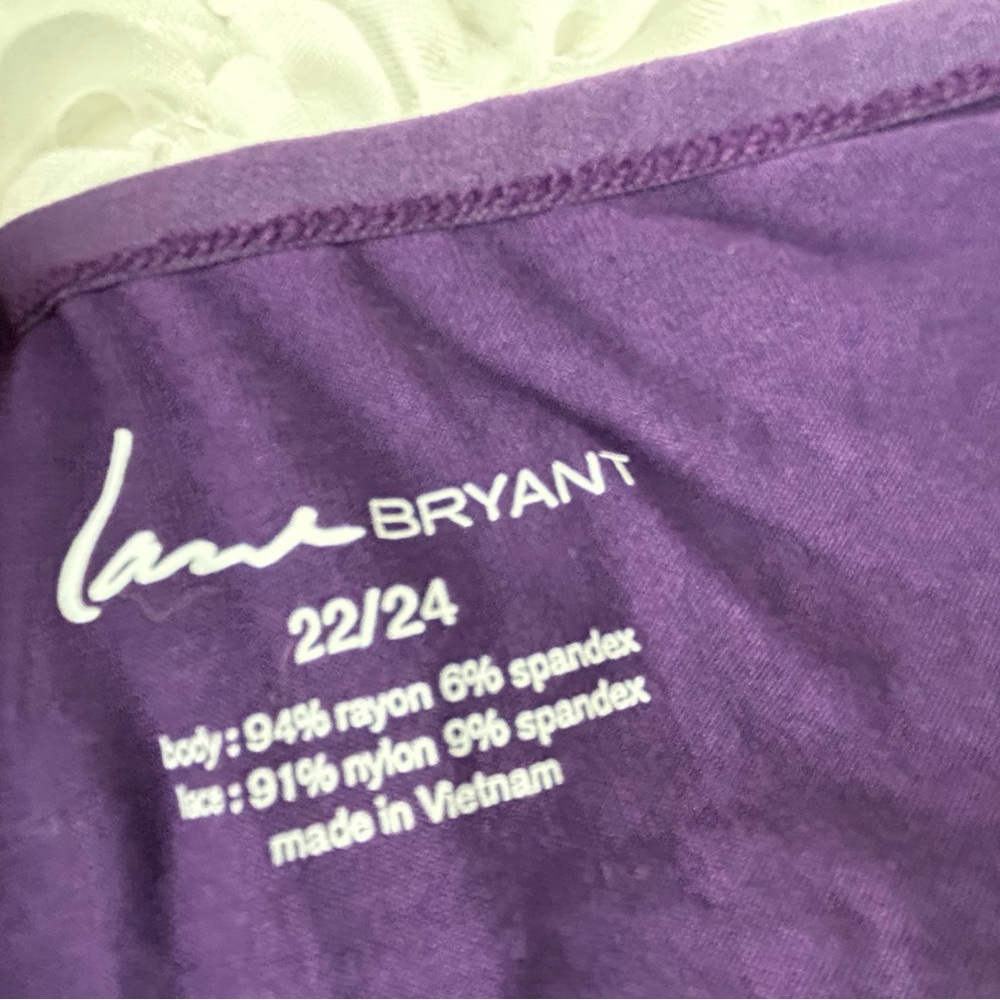 Lane Bryant Purple Chemise Tank‎ Top w/Lace 22/24 - Picture 5 of 7
